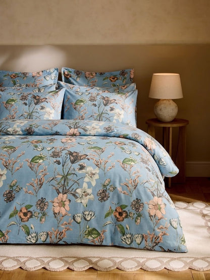 Bistarlo Botanica Sky powder blue wildflower and butterfly print king size bedsheet set