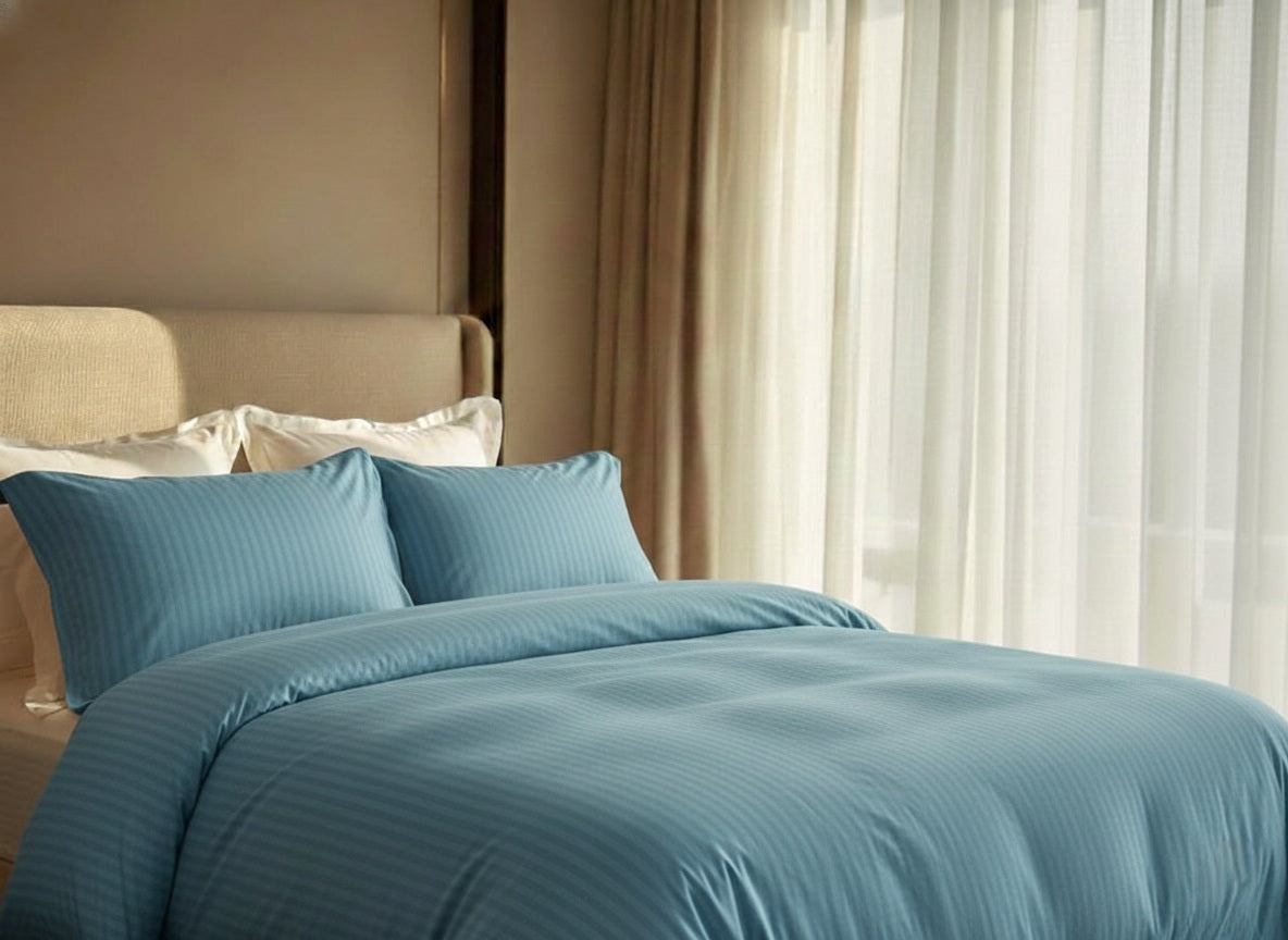 Bistarlo Signature Solid Noble Emerald dark green bedsheet in T-300 Cotton Satin weave, 110x100 Grand King Size bedding set.”