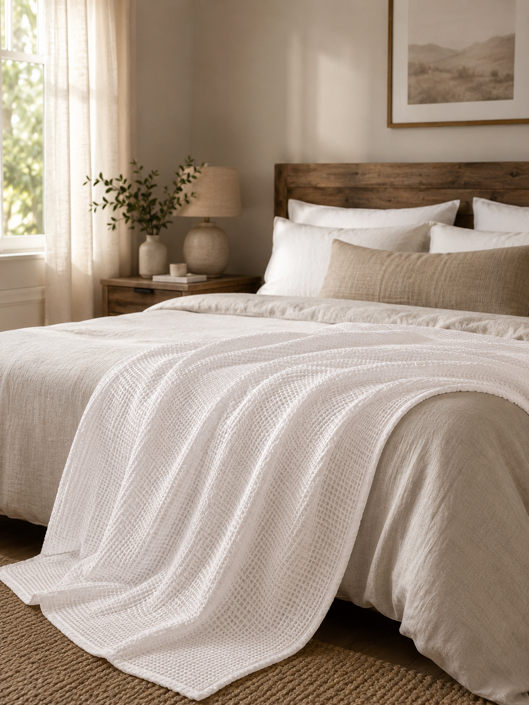 White Waffle Throw