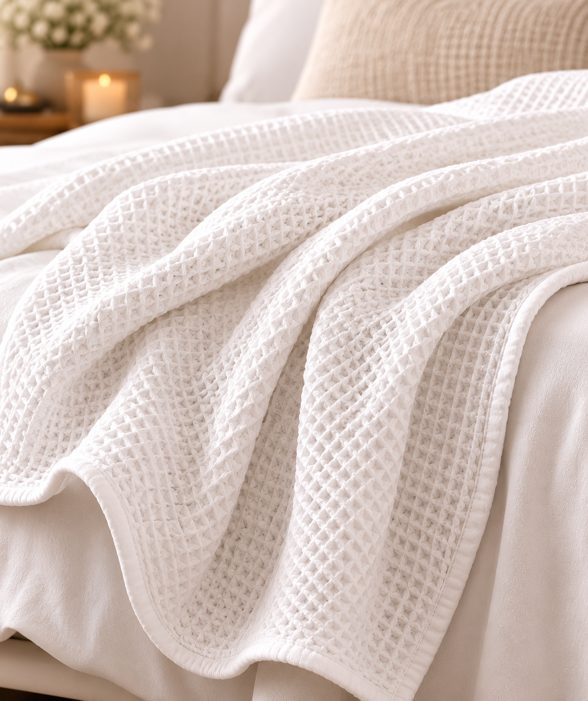 White Waffle Throw