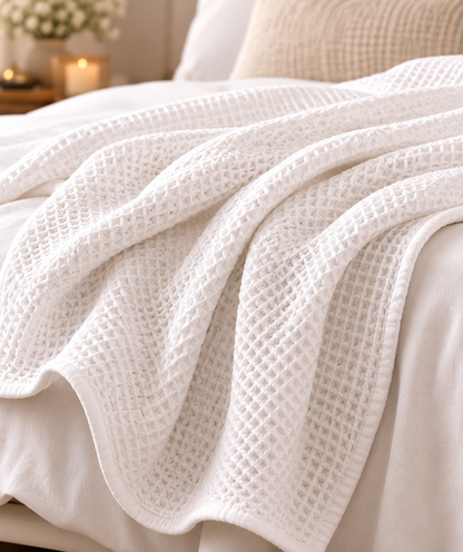 White Waffle Throw