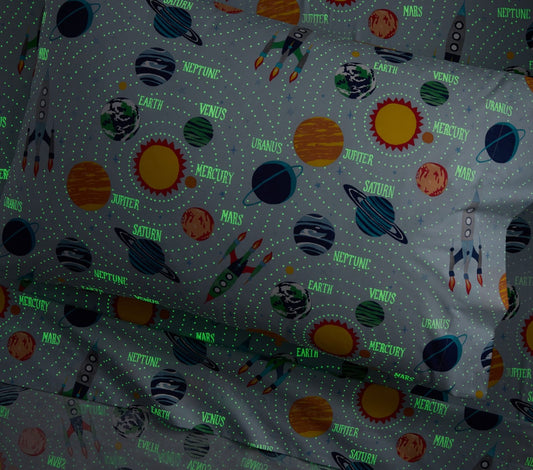 Galaxy Voyager glow-in-the-dark cotton bedsheet in Pakistan