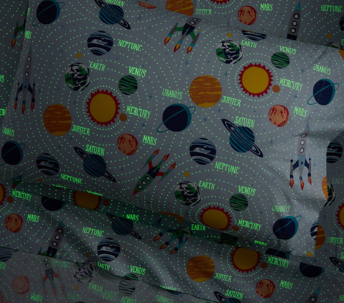 Galaxy Voyager  Glowin the Dark Cotton Bedsheet