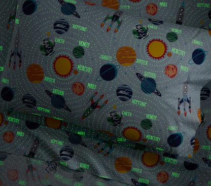 Galaxy Voyager  Glowin the Dark Cotton Bedsheet