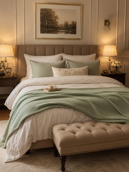 Sage Waffle Throw