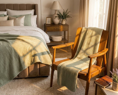 Sage Waffle Throw