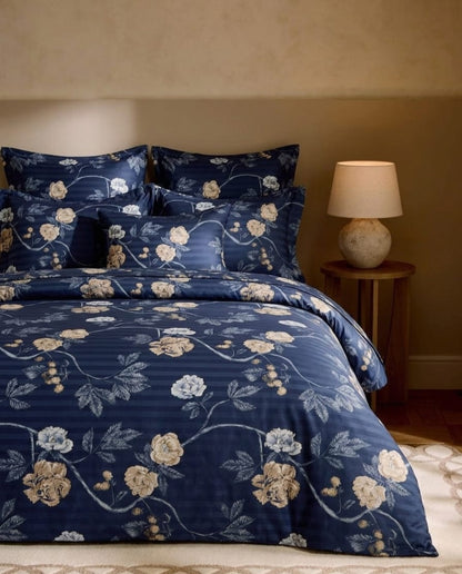 Floral vine · Navy & gold