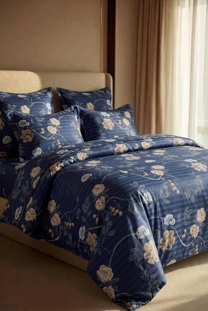 Floral vine · Navy & gold