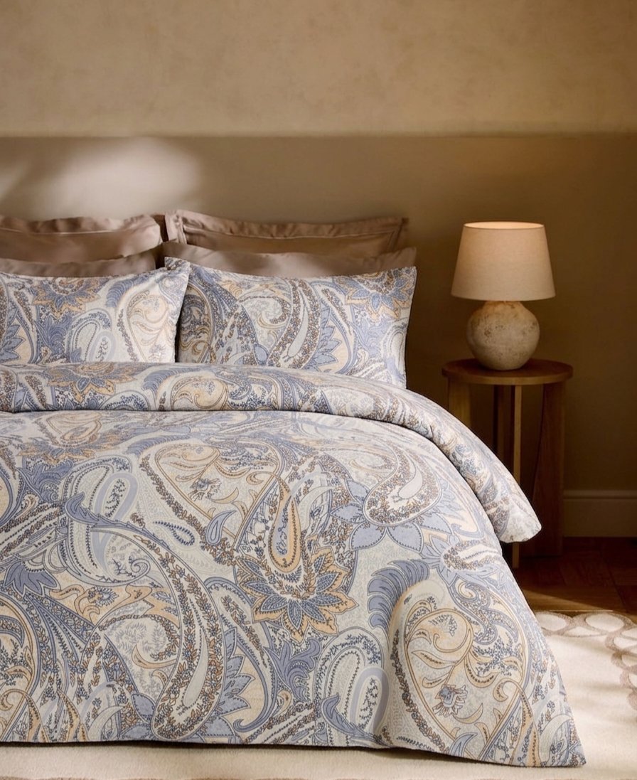 Royal Paisley Slate king size cotton bed sheet in Pakistan