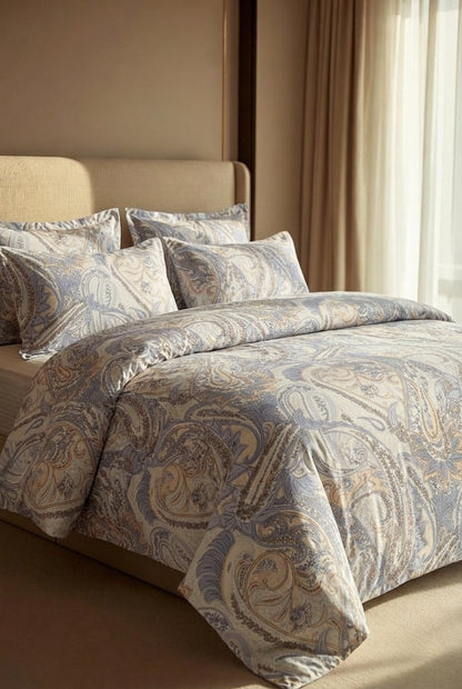 Royal Paisley Slate king size cotton bed sheet in Pakistan