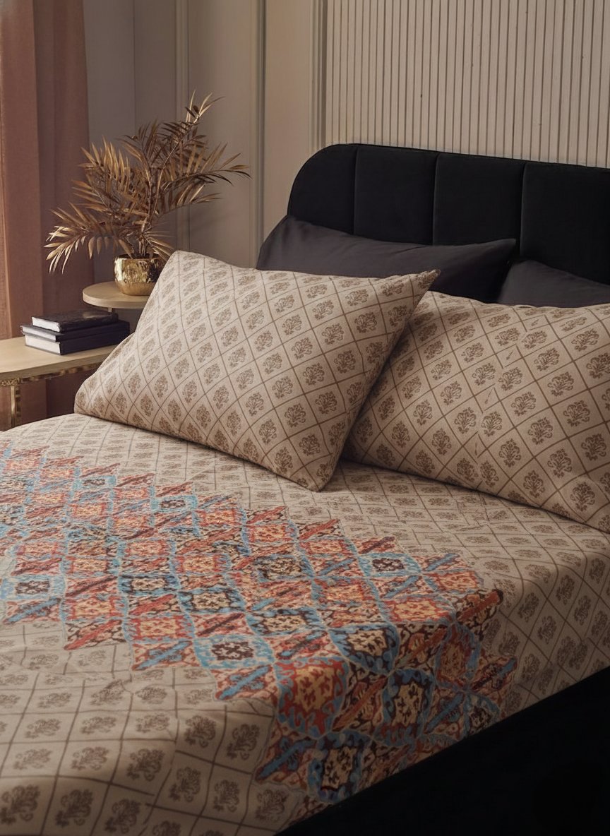 Sultan's Mosaic king size cotton bed sheet in Pakistan