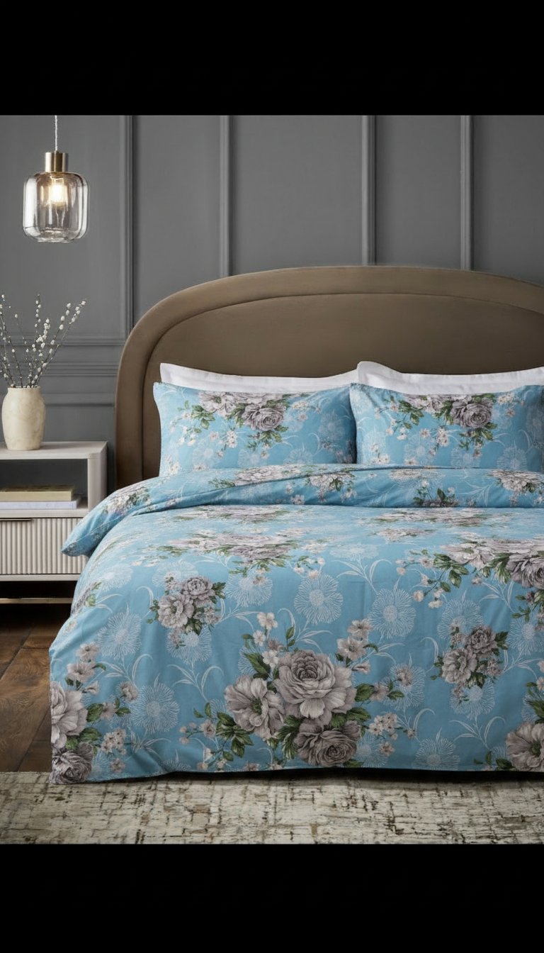 Sky Rose Garden king size cotton bed sheet in Pakistan