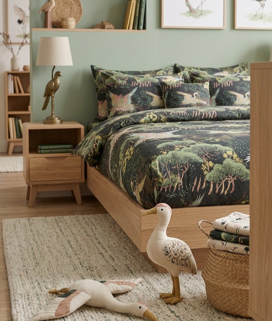 Wild Crane kids cotton bedding set in Pakistan